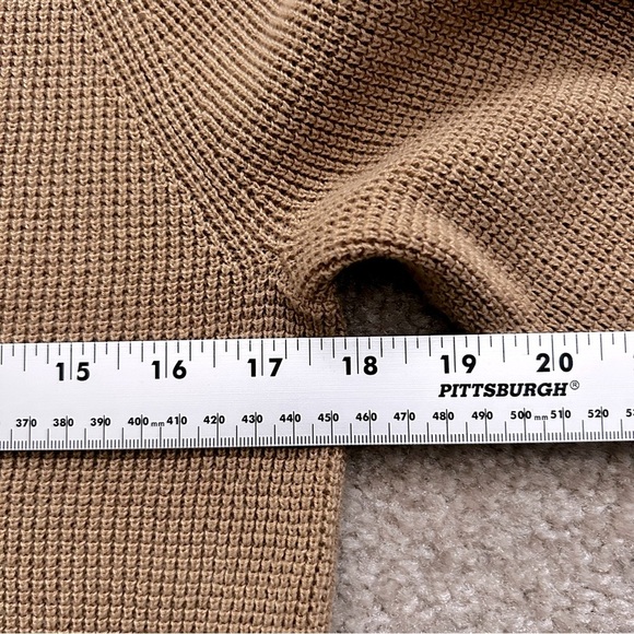 Lauren Ralph Lauren Tan Waffle Print Hooded Sweater - Picture 6 of 7